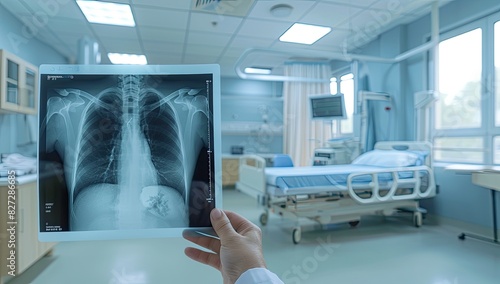 Medical Professional Analyzing Chest X-ray