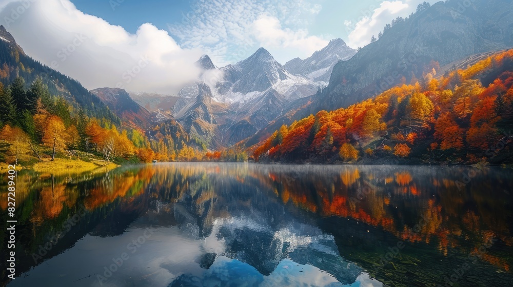 Obraz premium Scenic Autumn Lake in the Mountain