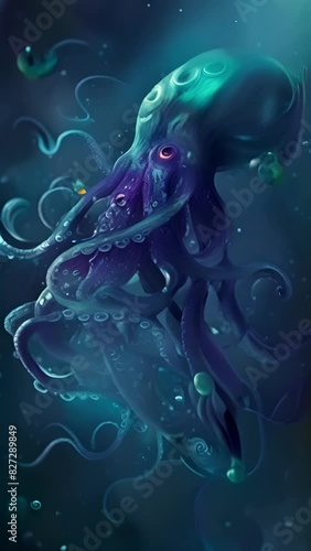 Colorful octopuses swim in the ocean, captivating viewers with their beauty