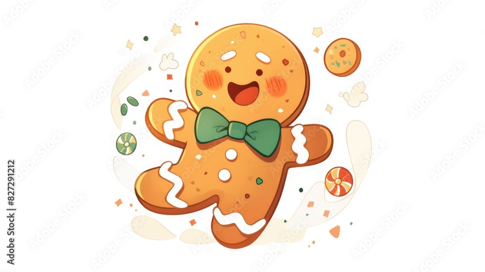 A charming flat 2d cartoon depicting a Halloween themed gingerbread man character embodying the essence of cute homemade holiday treats The design stands alone on a pure white background A charming flat 2d cartoon depicting a Halloween themed gingerbread man character embodying the essence of cute homemade holiday treats The design stands alone on a pure white background