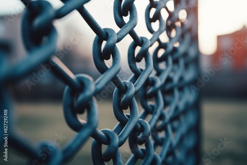 Close-up of a chain link fence in selective focus photo