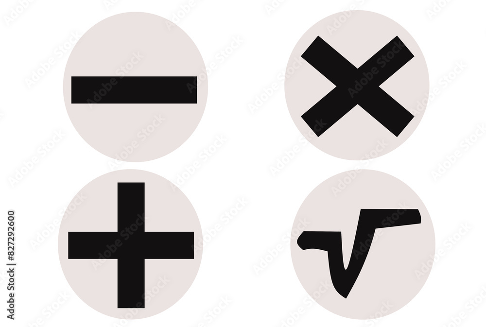 Fototapeta premium Plus and minus icon set in circle . illustration