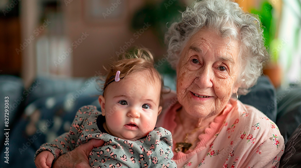 A woman and a baby are sitting on a couch A woman and a baby are sitting on a couch