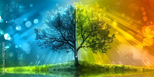 Colorful family tree template with empty cells on a light background. Concept Family Tree, Colorful Design, Empty Cells, Light Background photo
