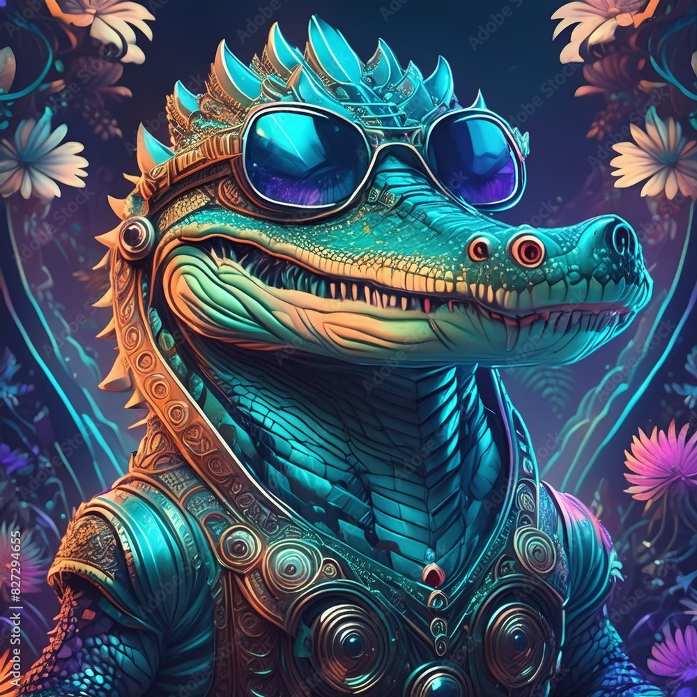 Stylish crocodile with cool shades Stylish crocodile with cool shades