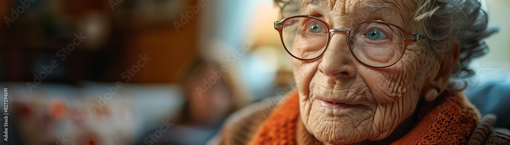 An elderly woman in a nursing home sharing her life stories with volunteers, her memories painting pictures of the past An elderly woman in a nursing home sharing her life stories with volunteers, her memories painting pictures of the past