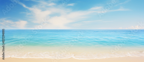 Serene beach scene with gentle waves lapping on golden sand  clear blue sky  peaceful atmosphere  untouched beauty  inviting and relaxing  isolated white background  copy space