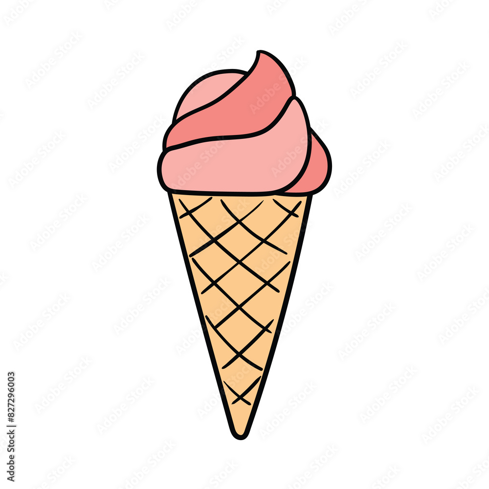 Hand drawn doodle ice cream cone on white background. Hand drawn doodle ice cream cone on white background.