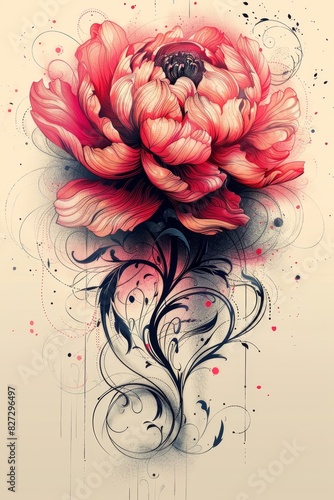 Pink Flower Painting on White Background © Rene Grycner