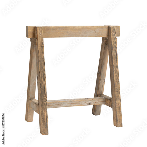 Wooden easel, support for worktop. Isolated white background