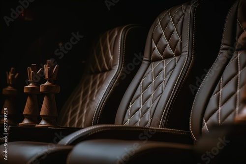 full frame shot of brown leathet car seat photo