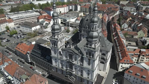 Aerial view of the Catholic Church of St John in Stift Haug in Wurzburg, Bavaria, Germany photo