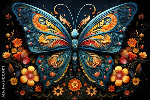 morphism art of butterfly and flower, Spring summer Background. © JR BEE