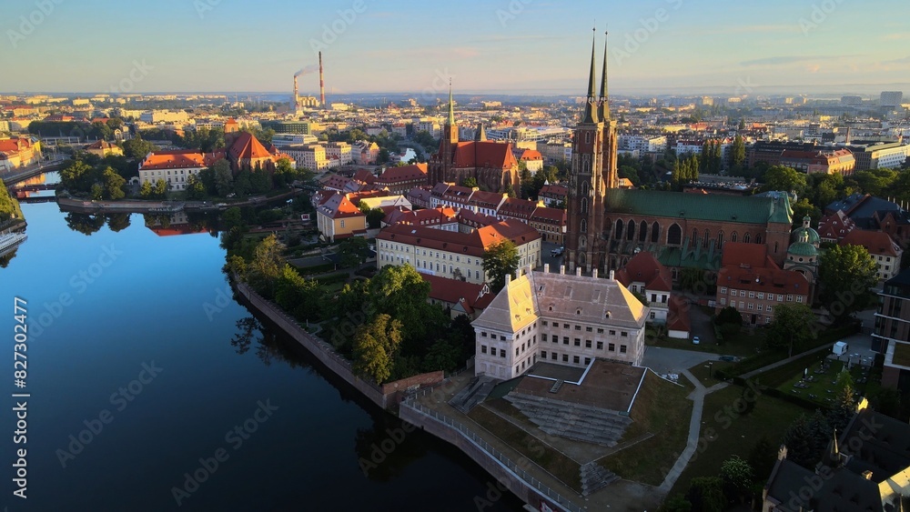 Fototapeta premium city Europe beautiful top view aerial photography of Wroclaw Poland