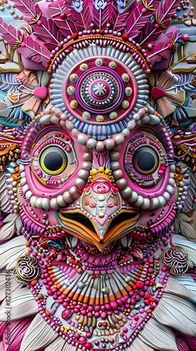 Wallpaper Mural Intricate Pink Mask with Beads, Sequins, Feathers and Floral Decor" Torontodigital.ca