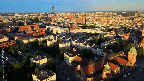 city Europe beautiful top view aerial photography of Wroclaw Poland