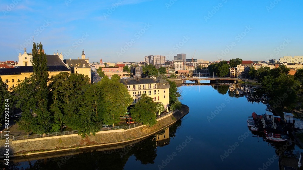 city Europe beautiful top view aerial photography of Wroclaw Poland