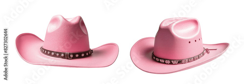 set of pink cowboy hat isolated on transparent background