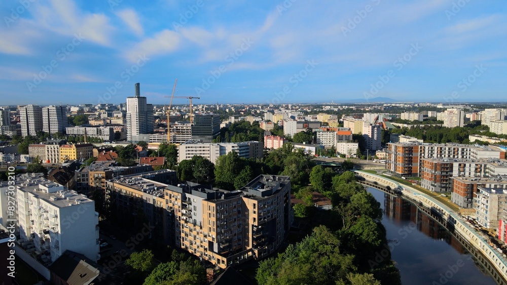 Fototapeta premium city Europe beautiful top view aerial photography of Wroclaw Poland