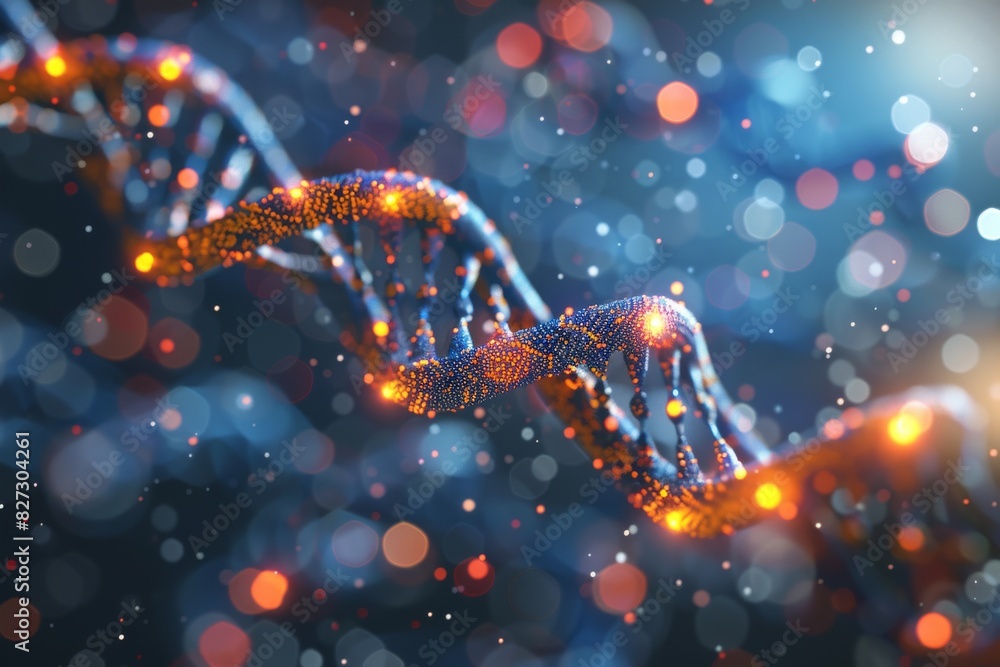 Frosty DNA helix with icy particles, cold and detailed Frosty DNA helix with icy particles, cold and detailed