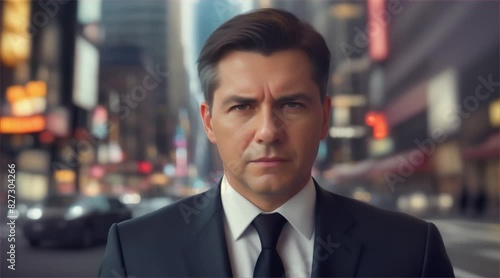 Wallpaper Mural  businessman in a suit standing confidently on a city street Torontodigital.ca