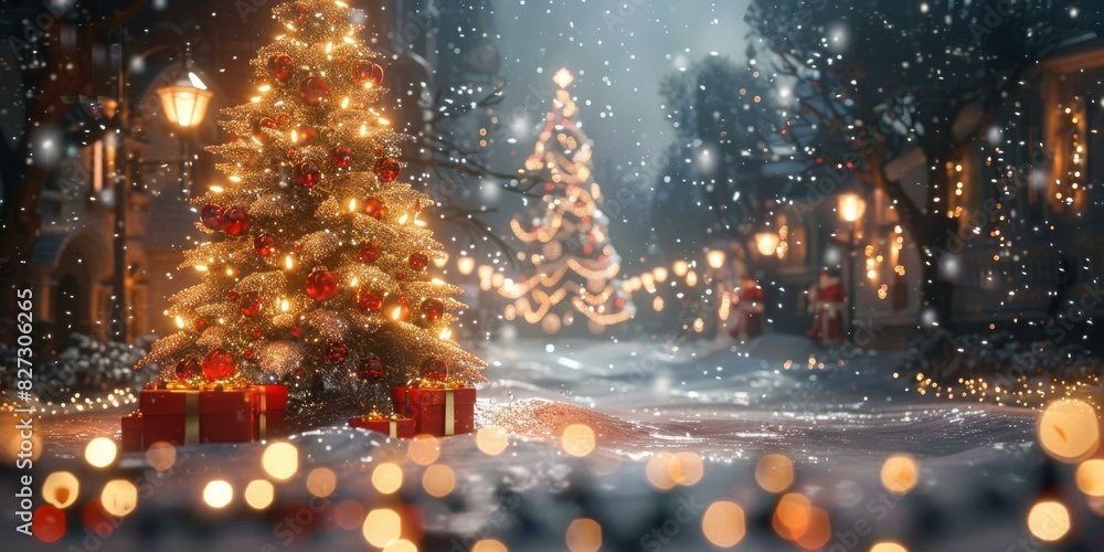 Snowy Christmas Tree in Town Square Snowy Christmas Tree in Town Square