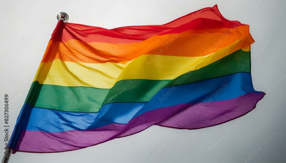 waving lgbt flag on white background, queer gay month pride parade texture wallpaper