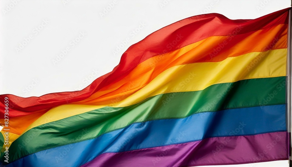 Fototapeta premium waving lgbt flag on white background, queer gay month pride parade texture wallpaper