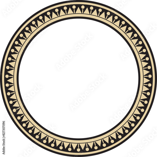 Vector gold and black round Turkish ornament. Ottoman circle, ring, frame.
