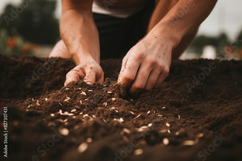 man placing seeds on dirt