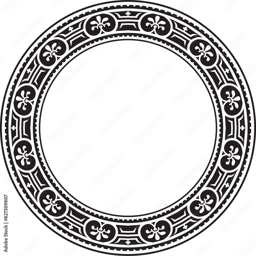 Vector round black monochrome border, frame, Pompeii ring. Circle Neopolitan ornament. Art of Ancient Rome Vector round black monochrome border, frame, Pompeii ring. Circle Neopolitan ornament. Art of Ancient Rome
