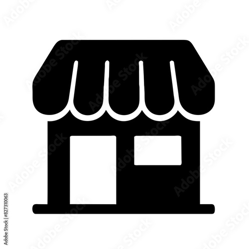 Modern Store Icon: Retail Outlet Symbol with Urban Shopfront Illustration and Boutique Design for Shop Merchandise Display and Inventory Management