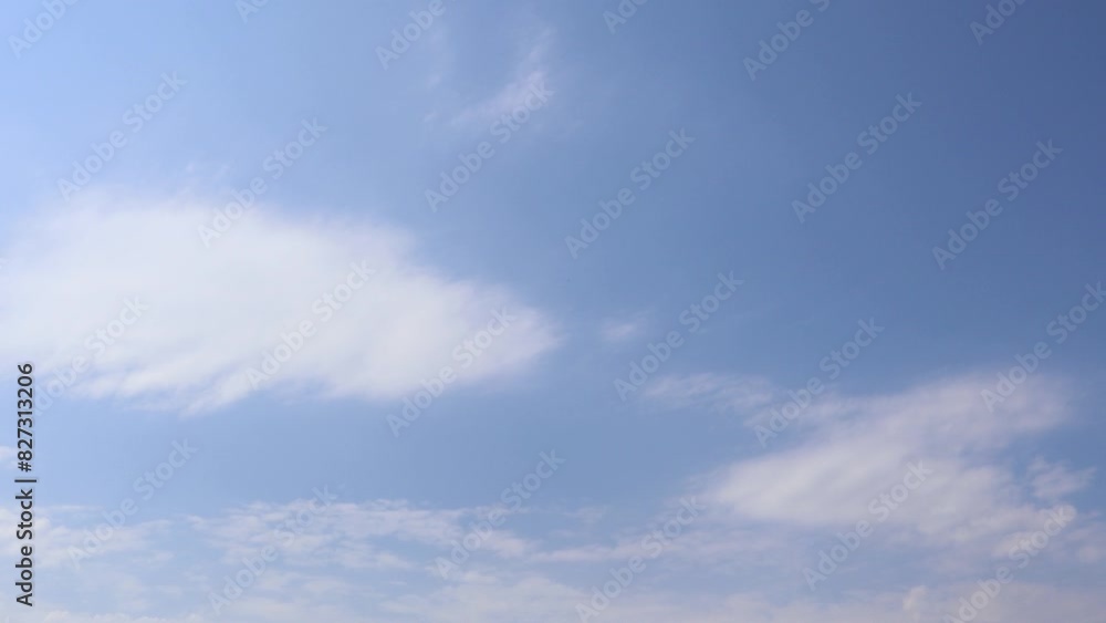 Expansive blue sky with delicate, white wispy clouds, capturing a tranquil scene. Time lapse. Expansive blue sky with delicate, white wispy clouds, capturing a tranquil scene. Time lapse.