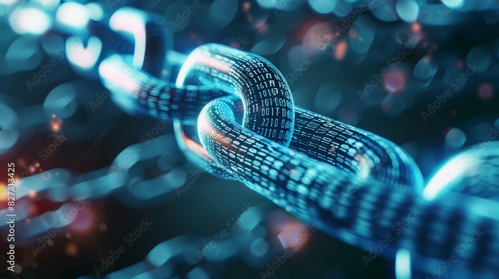 Cyber Security and Blockchain Concept with Chains and Digital Blocks Cyber Security and Blockchain Concept with Chains and Digital Blocks
