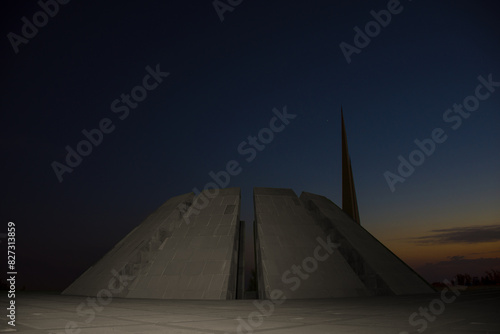 Canvastavla Sunset view of Tsitsernakaberd Armenian Genocide Memorial Complex in Yerevan, Ar
