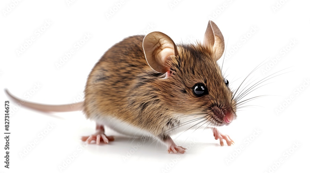 Elegant mouse posed gracefully against a white background Elegant mouse posed gracefully against a white background