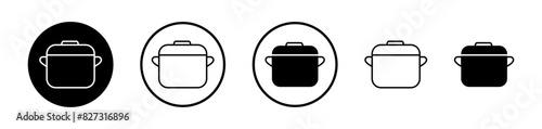 Pot icon set. Food cooking Asian clay pot vector symbol in kitchenware utensil pot icon style. photo
