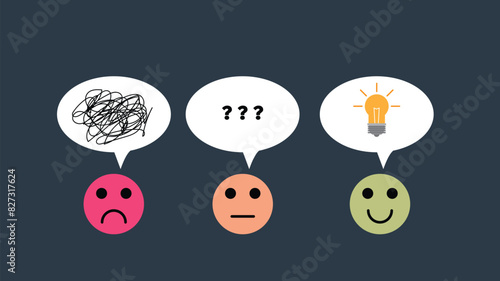 Smileys Different Emotions Psychology Concept. Moods and attitude concept vector