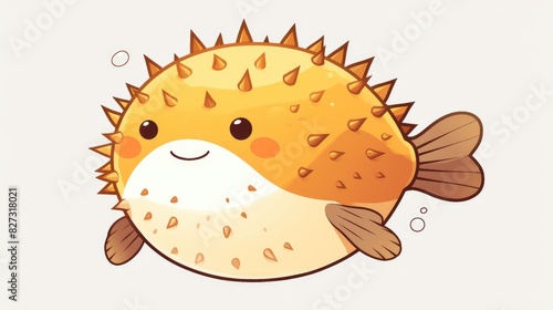 Iconic puffer fish cartoon symbol