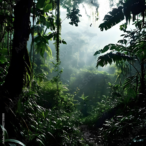 exotic dense green rainforest  ai-generatet