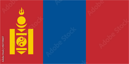 Mongolia official flag vector with standard size and proportion. National flag emblem with accurate size and colors.