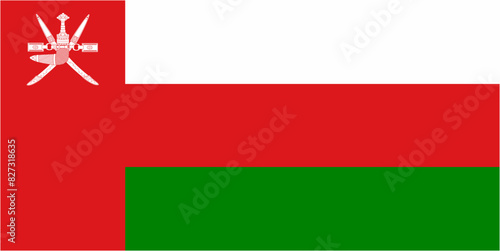 Oman official flag vector with standard size and proportion. National flag emblem with accurate size and colors.