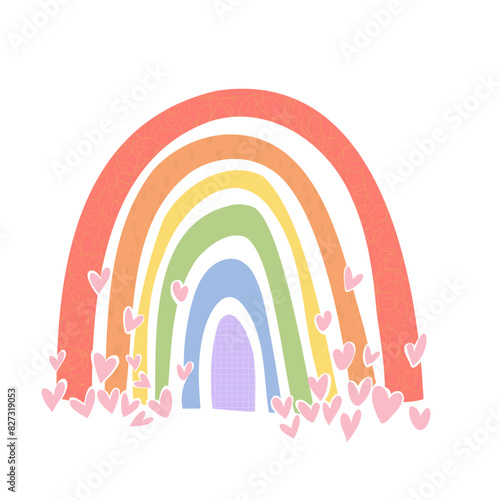Süßer Regenbogen mit Herzen