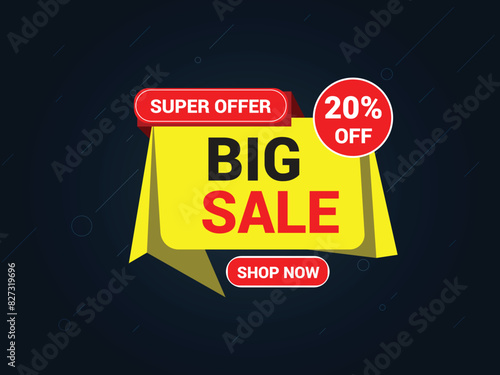 Sale banner template design with geometric background, Big sale special offer.