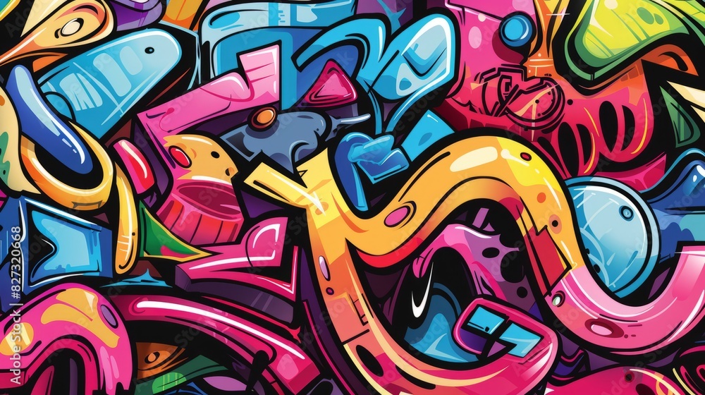 Vibrant graffiti style art with bold colors and urban street design elements Vibrant graffiti style art with bold colors and urban street design elements