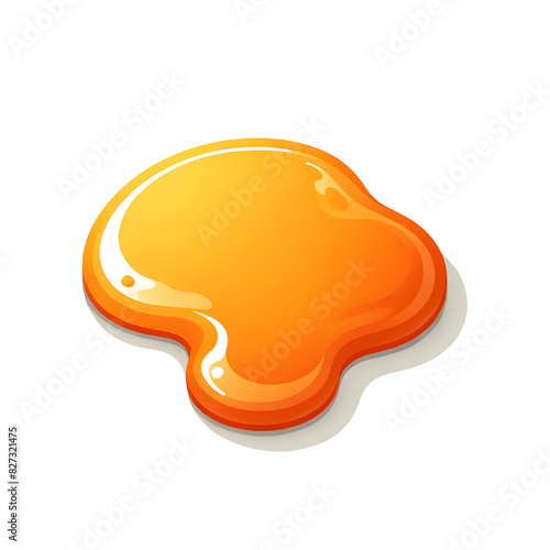 Vibrant Glossy Orange Liquid Blob with Semi-Liquid Consistency, High Gloss Reflective Surface and Irregular Edges Resembling Paint or Syrup on White Background 3D Effect with Soft Shadow