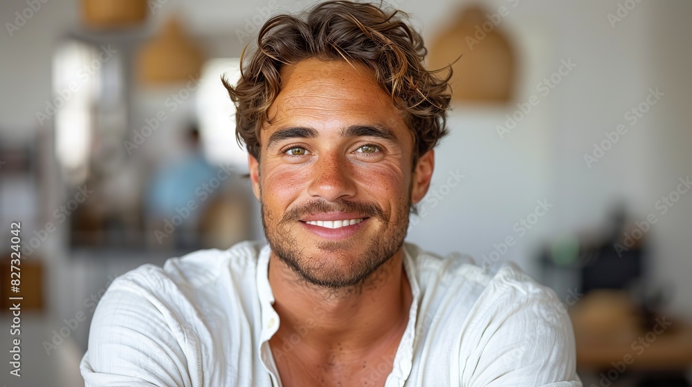 Obraz premium portrait of smiling man with crossed arms on white background