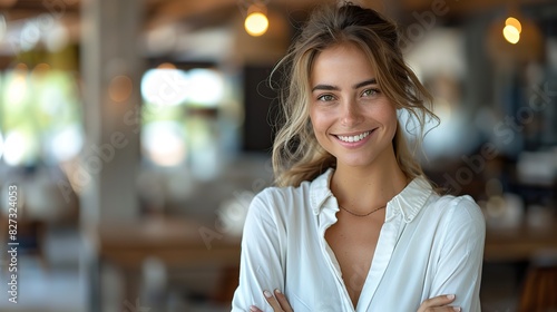 smiling business woman with crossed arms