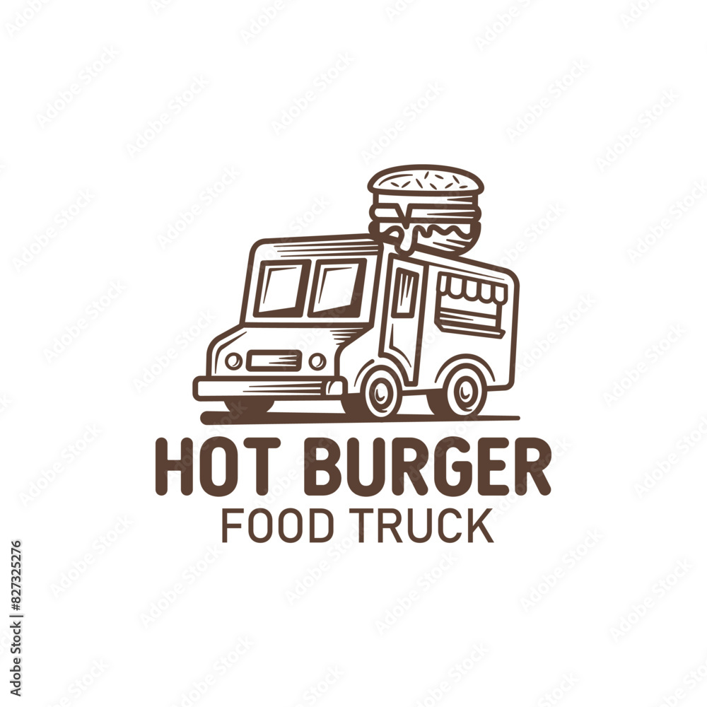 burger Food truck logo illustration design burger Food truck logo illustration design