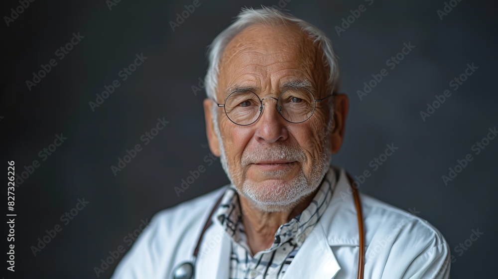 senior doctor with stethoscope on white background senior doctor with stethoscope on white background
